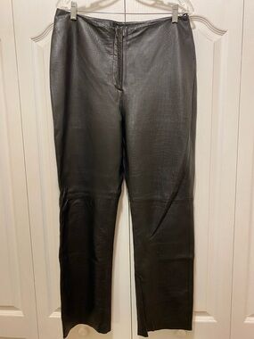 INC International Concepts Black Faux Leather Croc-Embossed Pants